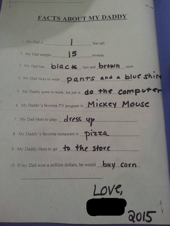 This 2 Year Old Girl's Facts About Her Daddy Are Too Cute (2 pics)