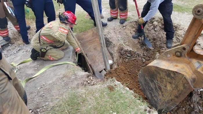 Firefighters Rescue Full Grown Horse From A Sinkhole (10 pics)