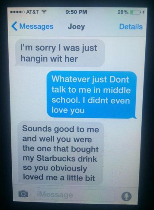 11 Year Old Girl Burns Her Ex-Boyfriend To The Ground Via Text Message (3 pics)