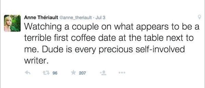 Anne Theriault Live Tweets A Couple's Horrible First Date (14 pics)
