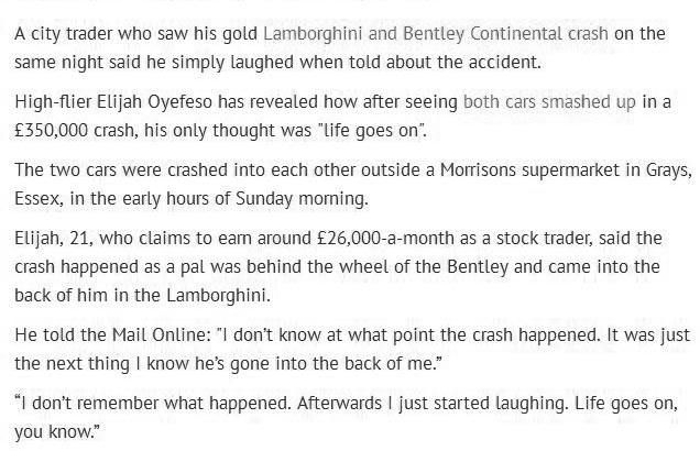 Stock Trader Laughs As His Lamborghini And Bentley Crash In The Same Night (6 pics)