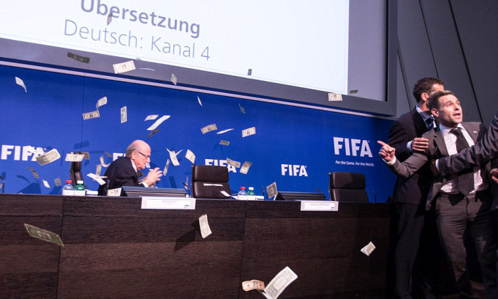 Discgraced FIFA President Sepp Blatter Gets Bribed By A Comedian (8 pics)