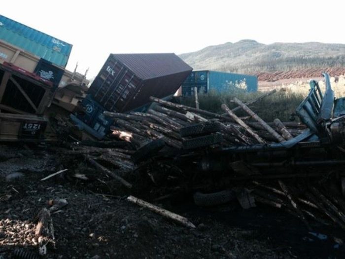 Train Derails After A Brutal Collision With A Timber Truck (13 pics)