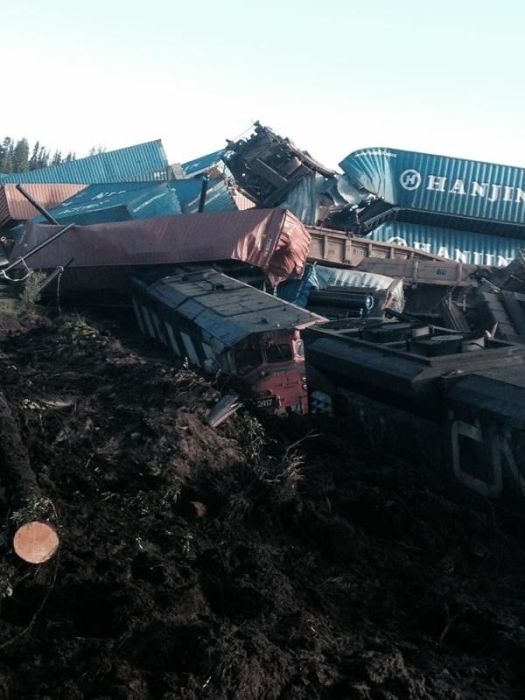 Train Derails After A Brutal Collision With A Timber Truck (13 pics)