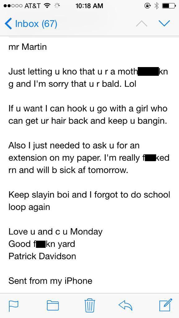 This Student Sent A Drunk E-Mail To His Teacher And Got An Awesome Response (2 pics)