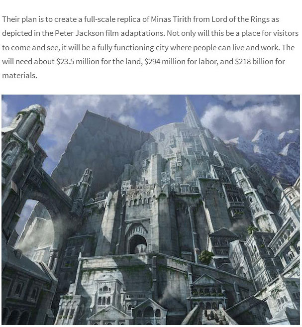 Architects In Britain Are Trying To Build A Full Scale Minas Tirith From Lord Of The Rings (5 pics)