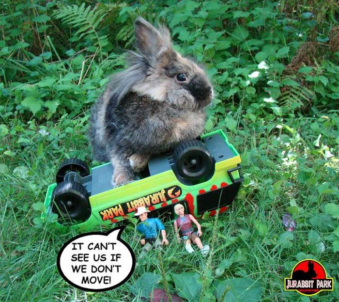 Jurabbit Park Recreates Famous Scenes From Jurassic Park Using A Rabbit (9 pics)