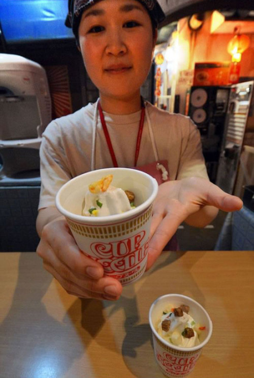 Cup Noodle Ice Cream With Shrimp And Egg Is Now Being Served In Japan (4 pics)
