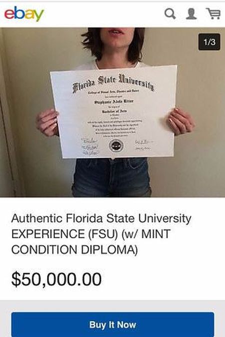 Woman Auctions Off Her Diploma and College Experience  (6 pics)