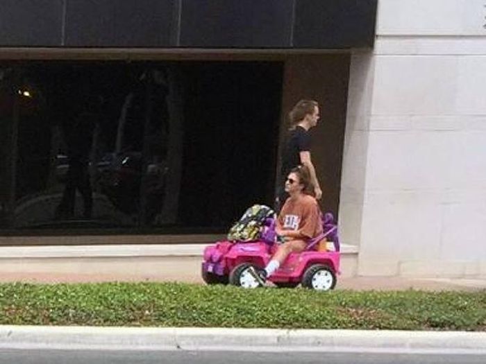 A College Student Rides Around Campus In A Barbie Jeep (10 pics)