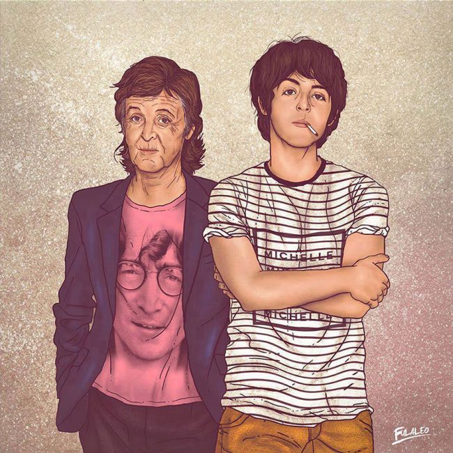 Old Celebrities Stand Side By Side With Their Younger Selves (7 pics)