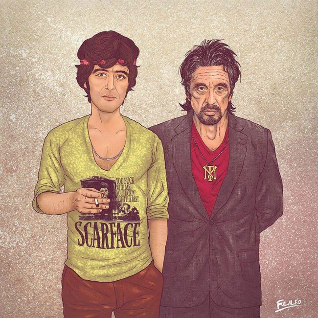 Old Celebrities Stand Side By Side With Their Younger Selves (7 pics)