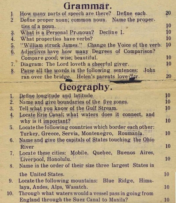 Can You Pass This Test From 1912? (4 pics)