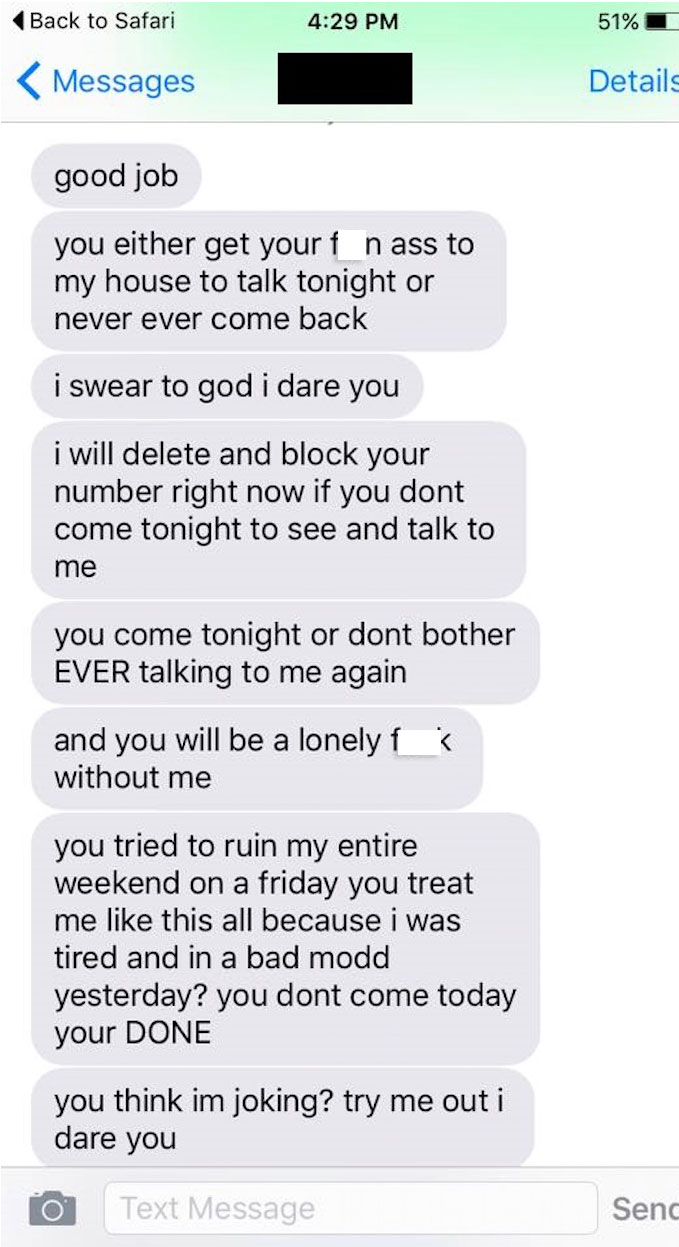Girl Unleashes The Crazy When Her Date Says He's Going To Be Late (3 pics)