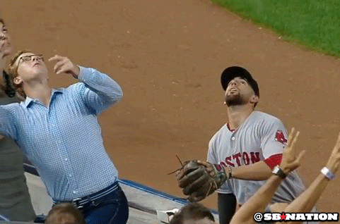 New York Yankees Fan Botches Three Attempts At Catching A Baseball (3 gifs)