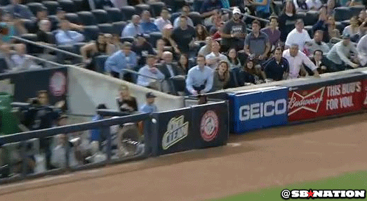 New York Yankees Fan Botches Three Attempts At Catching A Baseball (3 gifs)