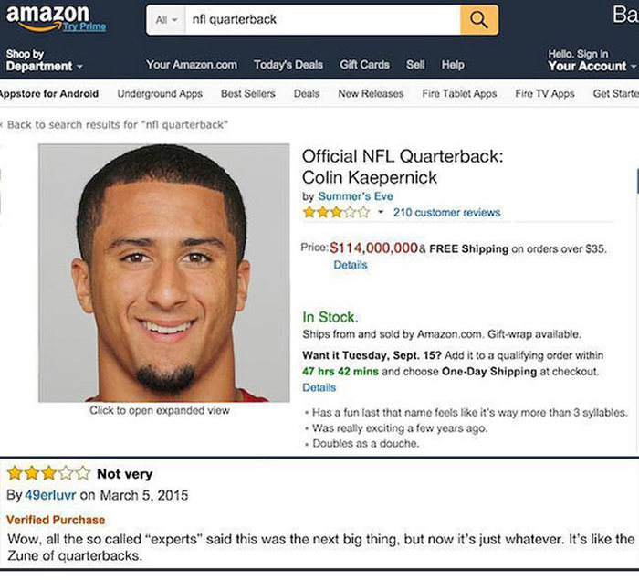 If People Could Review NFL Quarterbacks On Amazon (13 pics)