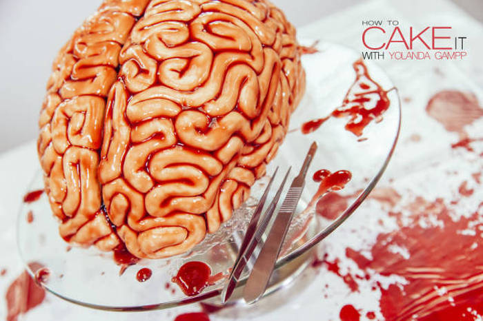 How To Make The Perfect Red Velvet Brain Halloween Cake (8 pics + video)