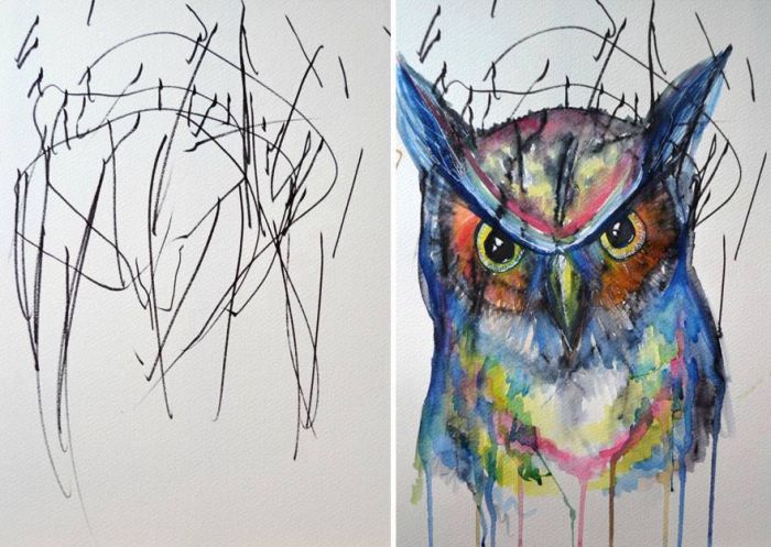 Mom Transforms 2 Year Old Daughter's Scribbles Into Art Masterpieces (5 pics)
