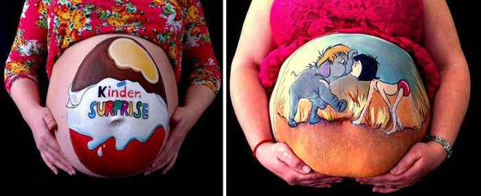 Dad Proposes To Pregnant Wife By Painting Her Baby Bump (10 pics)