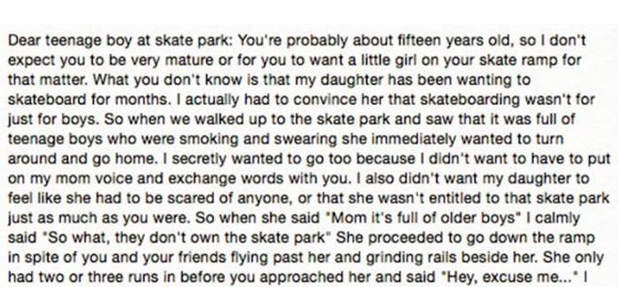Mom Writes Touching Thank You Letter To A Teenage Skateboarder (4 pics)