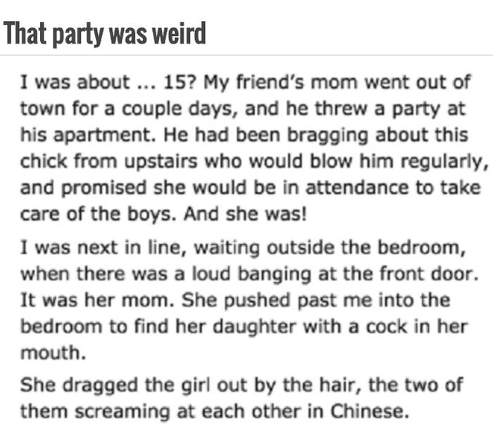 People Reveal The Strangest Things They've Seen At Parties (14 pics)