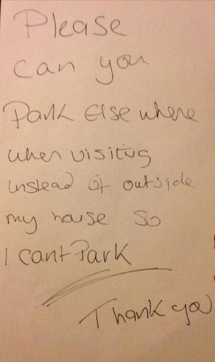 Woman Leaves Sassy Response To Note Left On Her Car (2 pics)