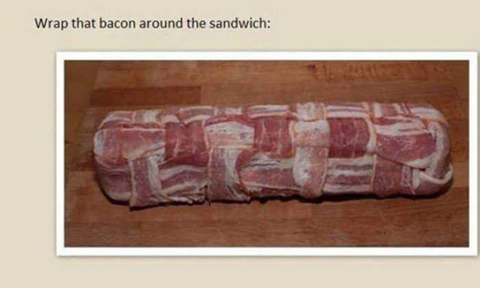 How To Make A Homemade Pork Baguette Wrapped In Bacon (20 pics)