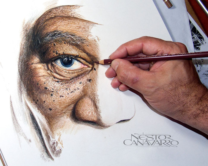 Artist Spends 50 Hours Drawing A Portrait Of Morgan Freeman With Colored Pencils (5 pics)