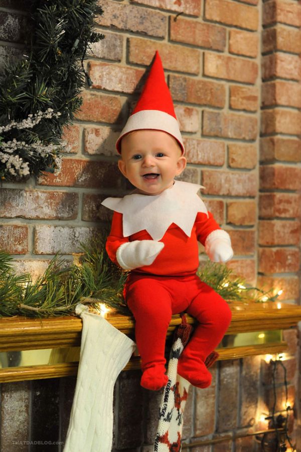Dad Turns His Four Month Old Son Into An Elf On The Shelf (10 pics)