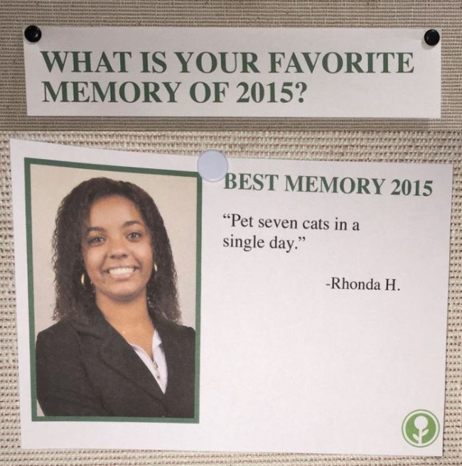 Someone Put Fake Best Memories Of 2015 On A Community Bulletin Board (9 pics)