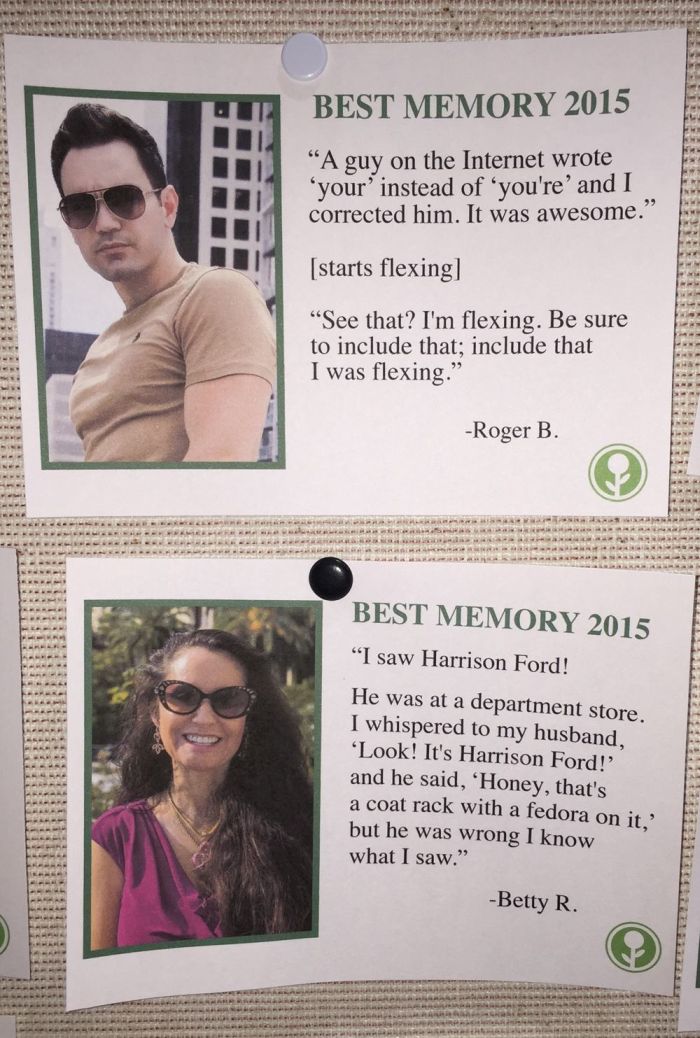 Someone Put Fake Best Memories Of 2015 On A Community Bulletin Board (9 pics)