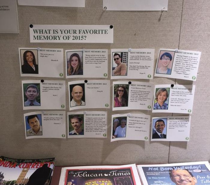 Someone Put Fake Best Memories Of 2015 On A Community Bulletin Board (9 pics)