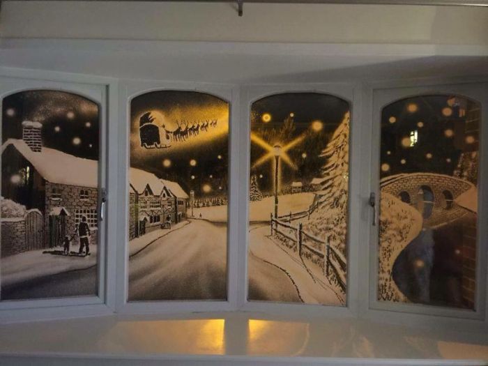 Snow Spray Can Be Used To Create Window Art Masterpieces (12 pics)