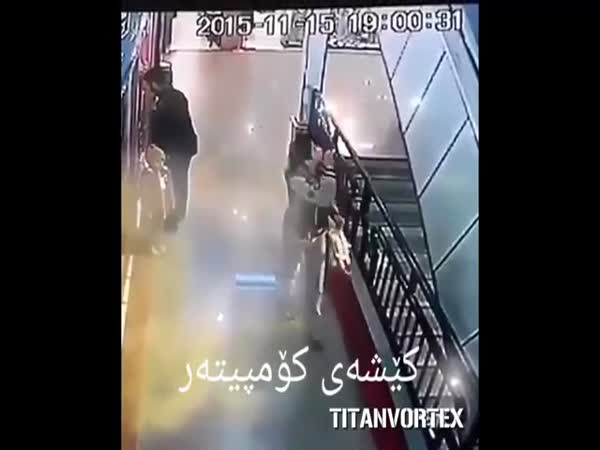 Hero Boy Saves Kids Life From Falling Off Escalator