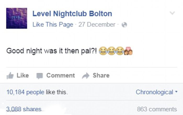 Cheating Boyfriend Begs Nightclub To Take Down A Picture Of Him In The Act (2 pics)