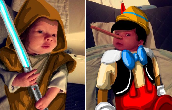 Dad Creates Epic Masterpieces By Doodling On His Baby’s Snapchat Pics (20 pics)