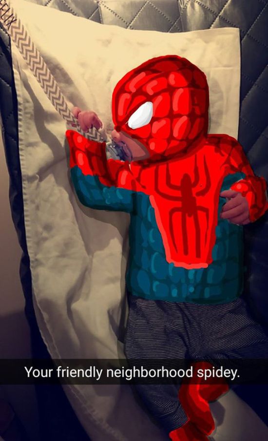 Dad Creates Epic Masterpieces By Doodling On His Baby’s Snapchat Pics (20 pics)