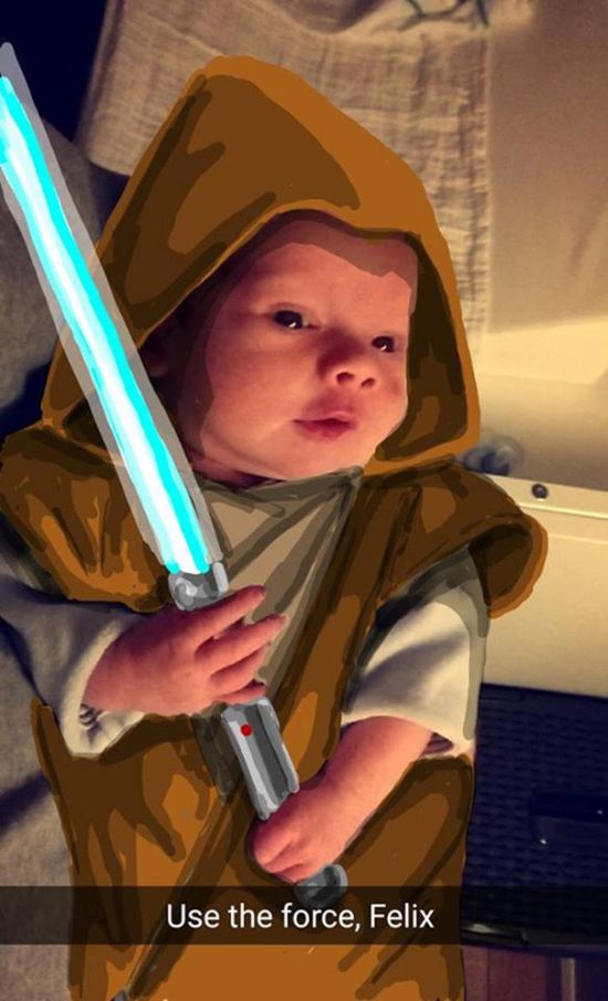 Dad Creates Epic Masterpieces By Doodling On His Baby’s Snapchat Pics (20 pics)