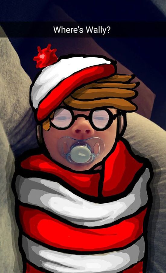 Dad Creates Epic Masterpieces By Doodling On His Baby’s Snapchat Pics (20 pics)