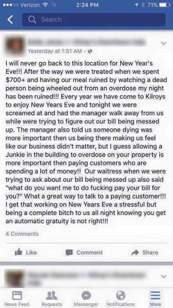 Restaurant Manager Puts Obnoxious Customer In Her Place On Facebook (4 pics)