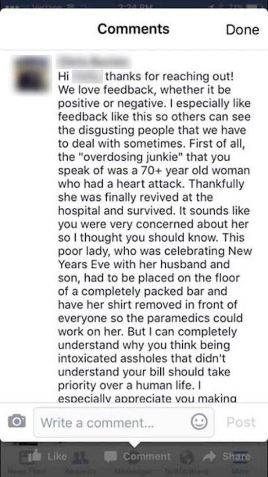 Restaurant Manager Puts Obnoxious Customer In Her Place On Facebook (4 pics)