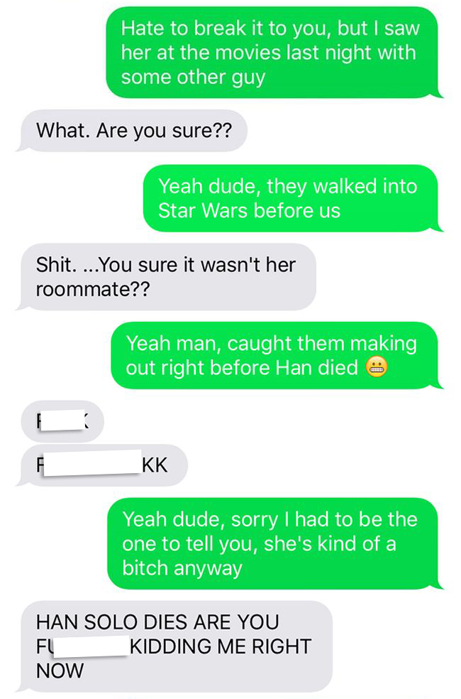 Star Wars Got Spoiled For This Guy Thanks To His Cheating Girlfriend (4 pics)