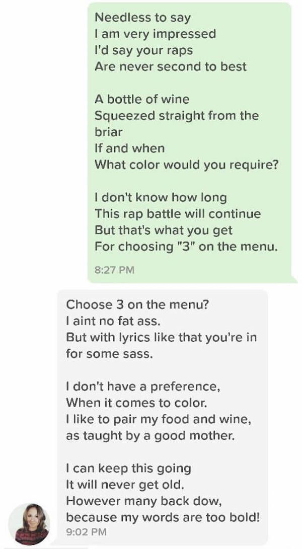 Guy Spits Some Serious Fire As He Challenges A Girl On Tinder To A Rap Battle (6 pics)