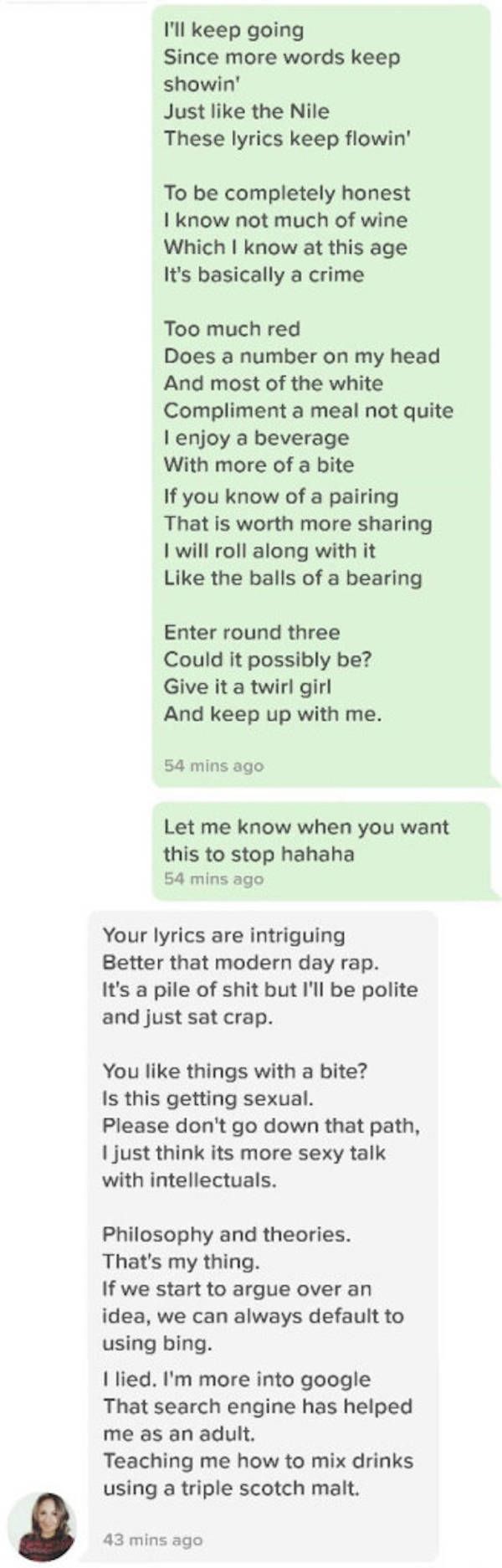 Guy Spits Some Serious Fire As He Challenges A Girl On Tinder To A Rap Battle (6 pics)
