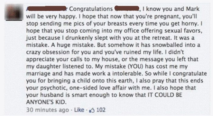 Crazy, Psycho, Cheating Wife Gets Called Out On Facebook (4 pics)
