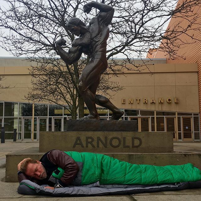 Arnold Schwarzenegger Gets Cozy Next To A Statue Of Himself