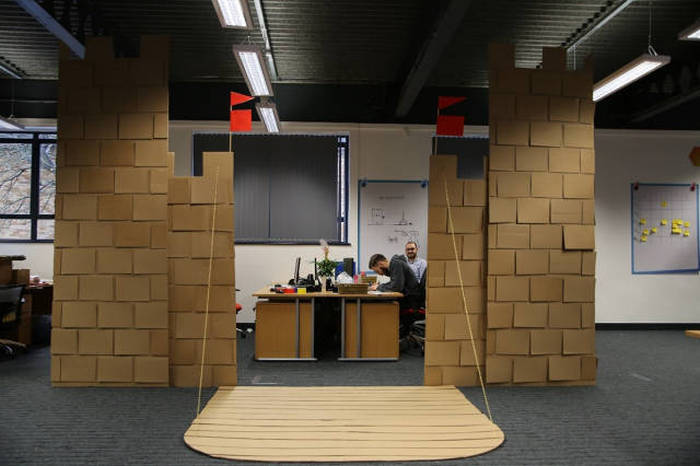 These Workers Boosted Office Morale By Building A Cardboard Castle (20 pics)