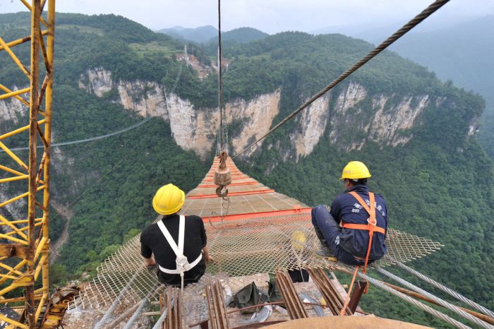 Here's An Aerial View Of The World's Highest Glass Suspension Bridge (6 pics + video)