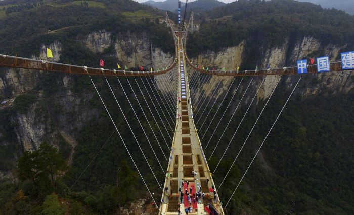 Here's An Aerial View Of The World's Highest Glass Suspension Bridge (6 ...